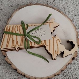 Zootility Set 4 Massachusetts Design Wood Coasters